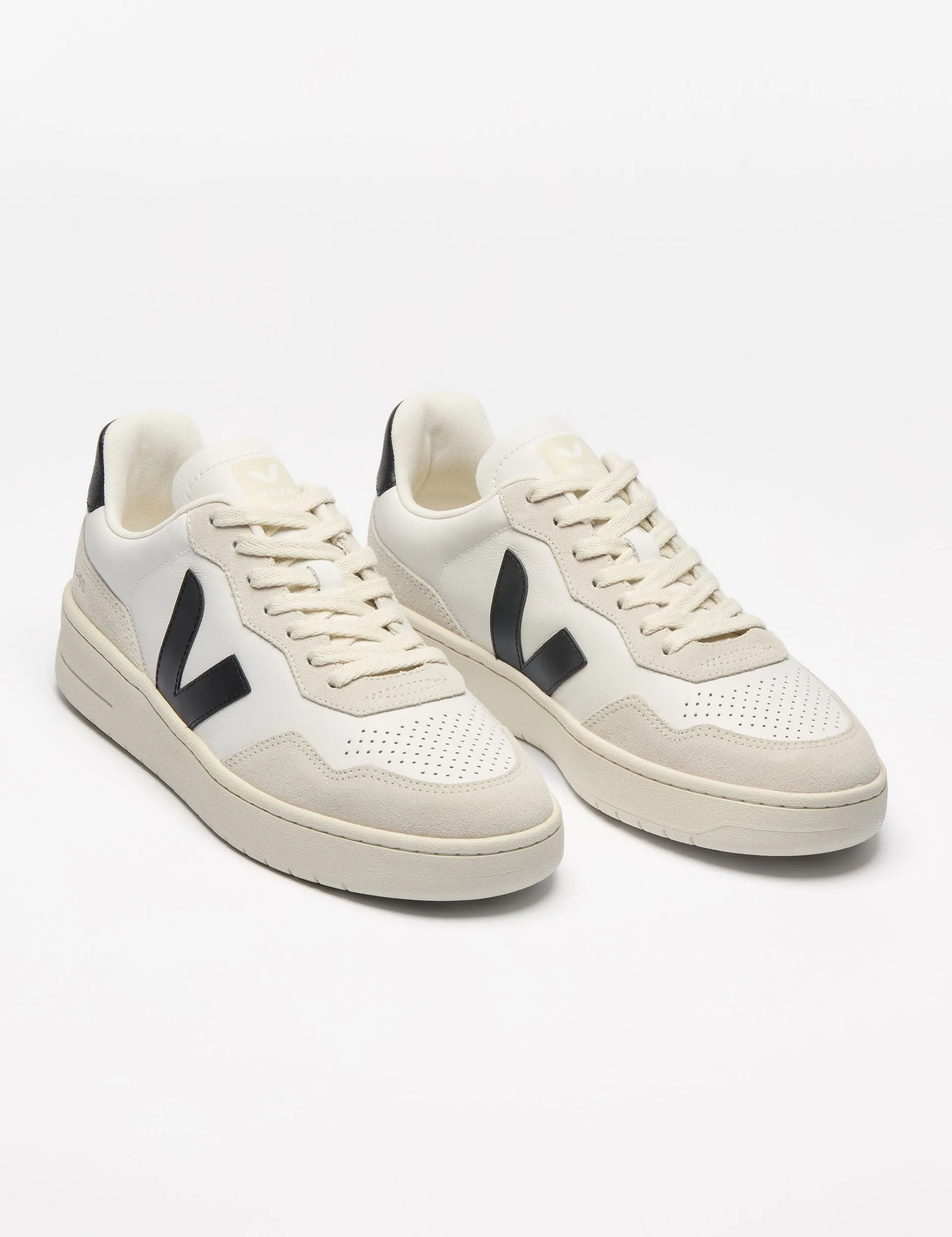 V-90 Leather - White Black Premium Comfort Cushioned Base