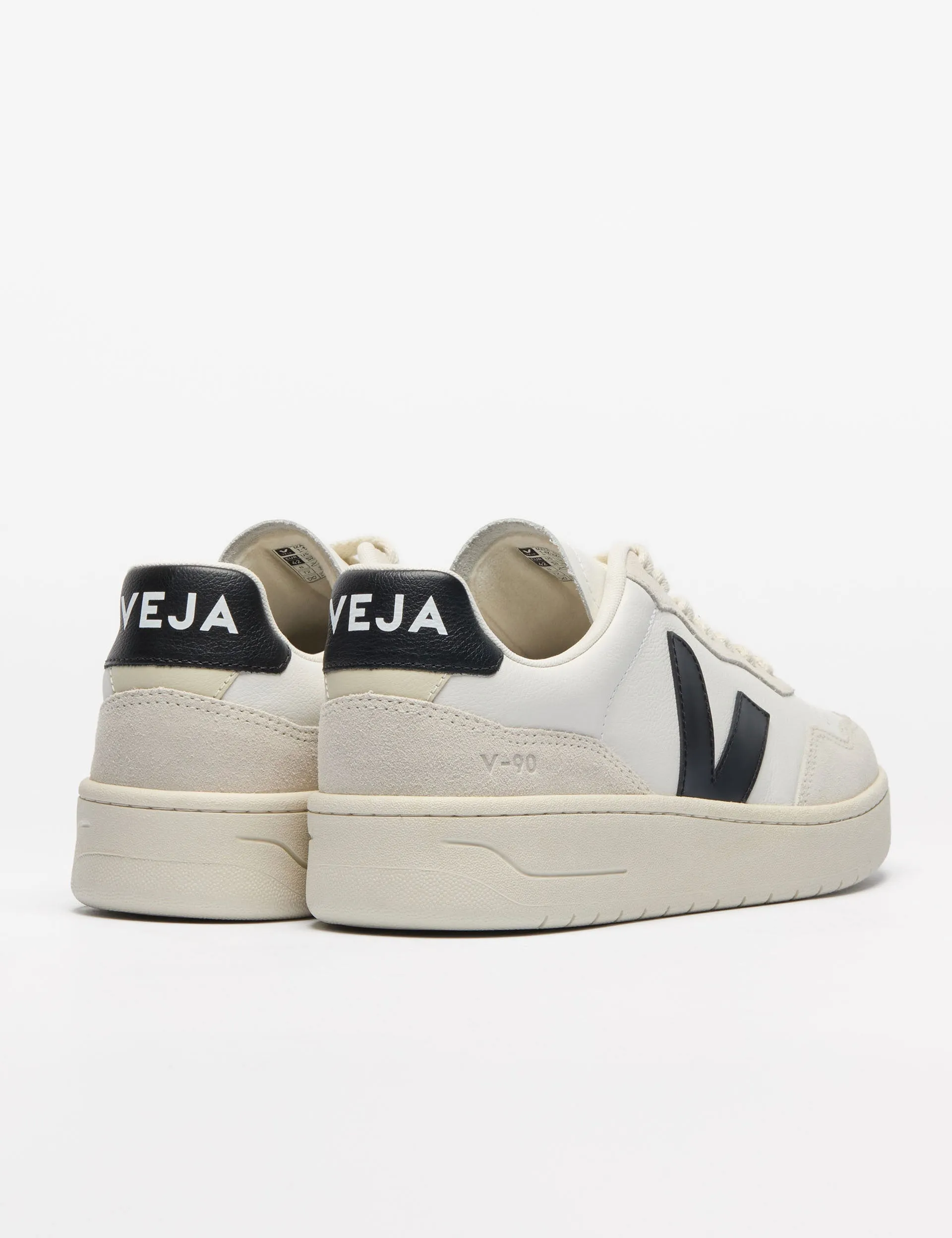 V-90 Leather - White Black Petite Fit Peace Step