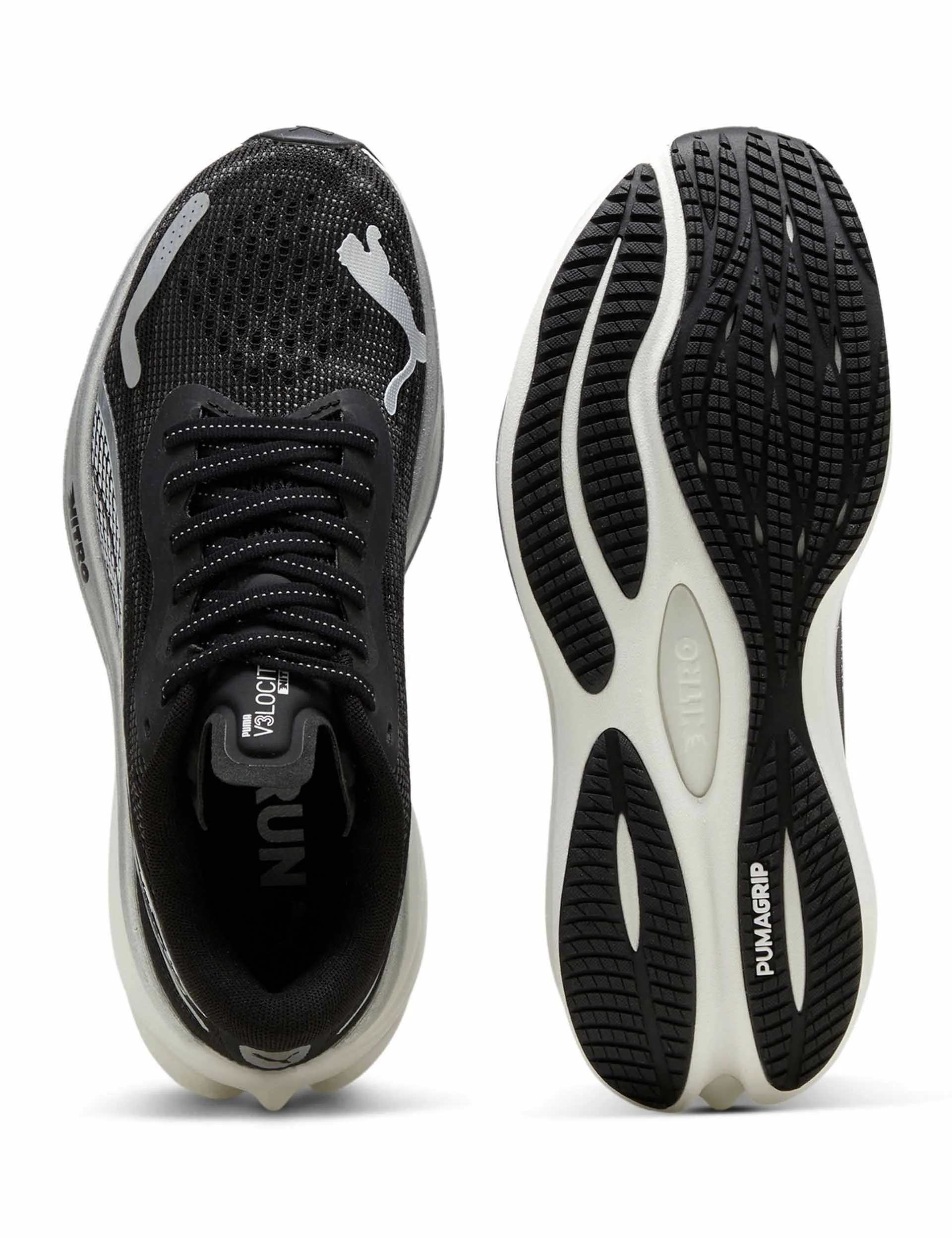 anti - skid shoes Velocity NITRO 3 Shoes - Black/Silver/White