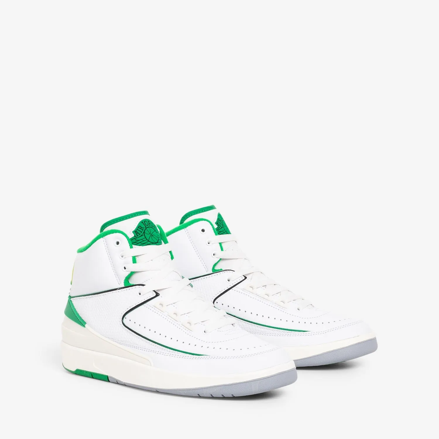 Cushioned Upper Air Jordan 2 Retro White | Lucky Green | Sail | Lt Steel Grey