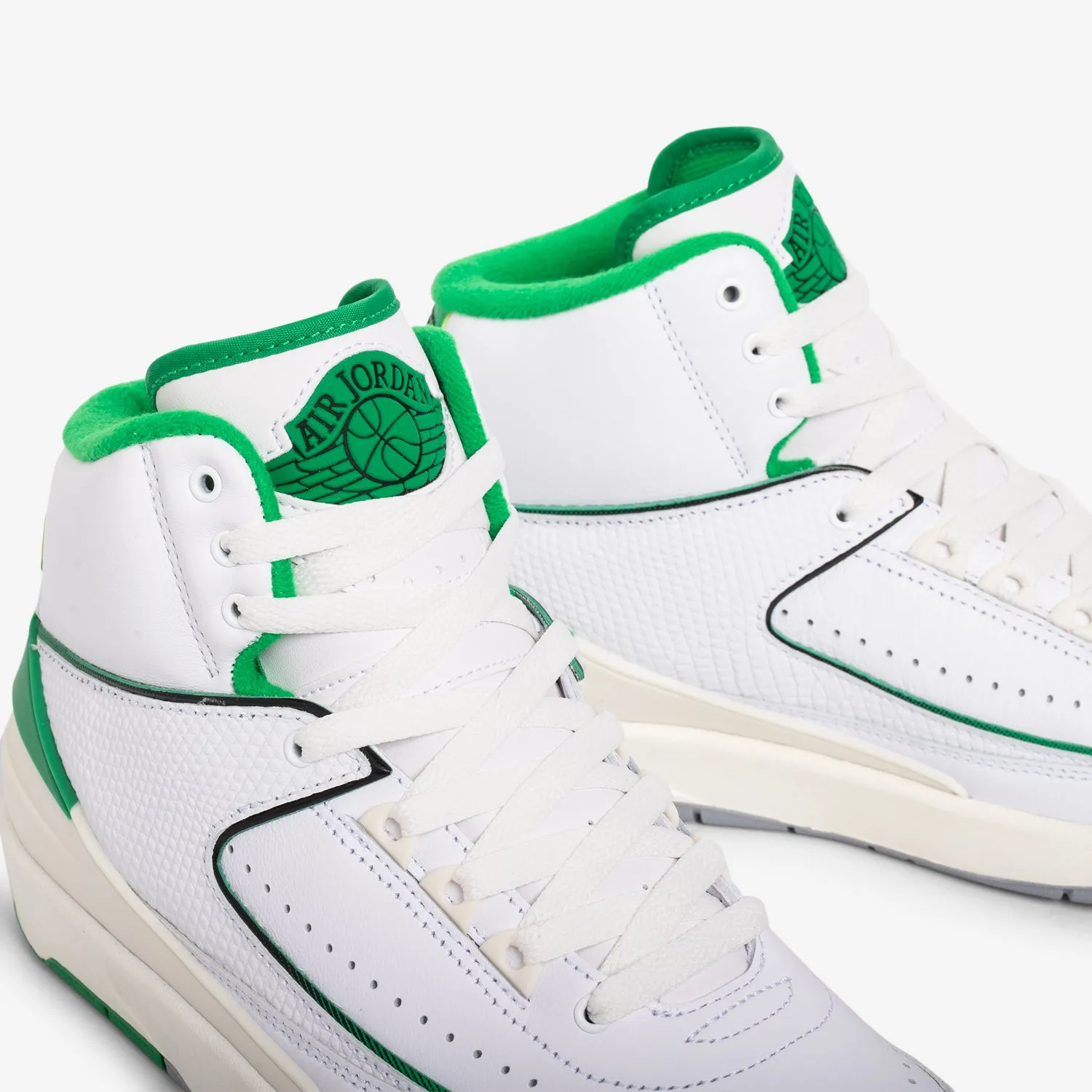 Neutral Stride Air Jordan 2 Retro White | Lucky Green | Sail | Lt Steel Grey