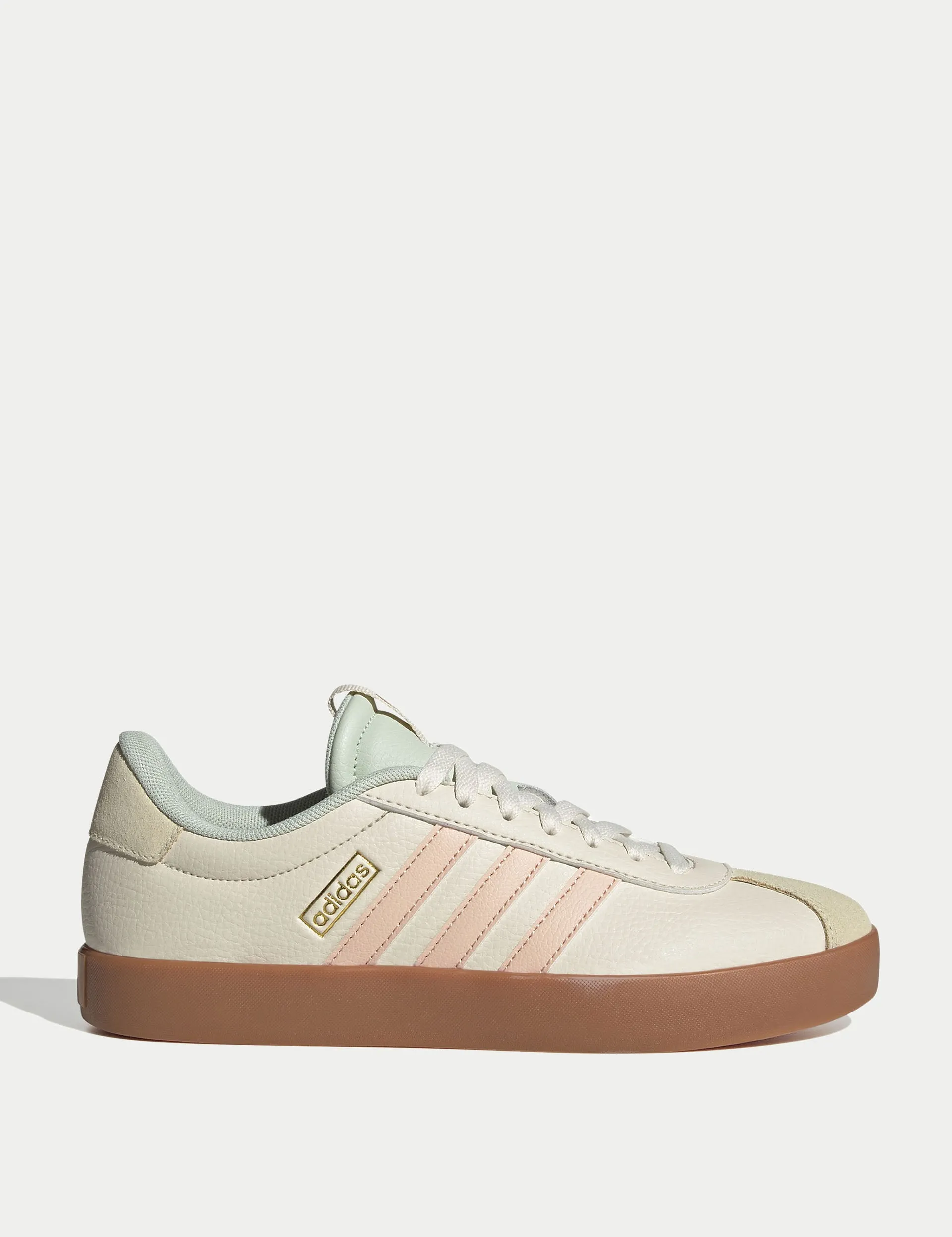 School Ready Tight Fit VL Court 3.0 Shoes - Wonder White/Powder Coral/Linen Green