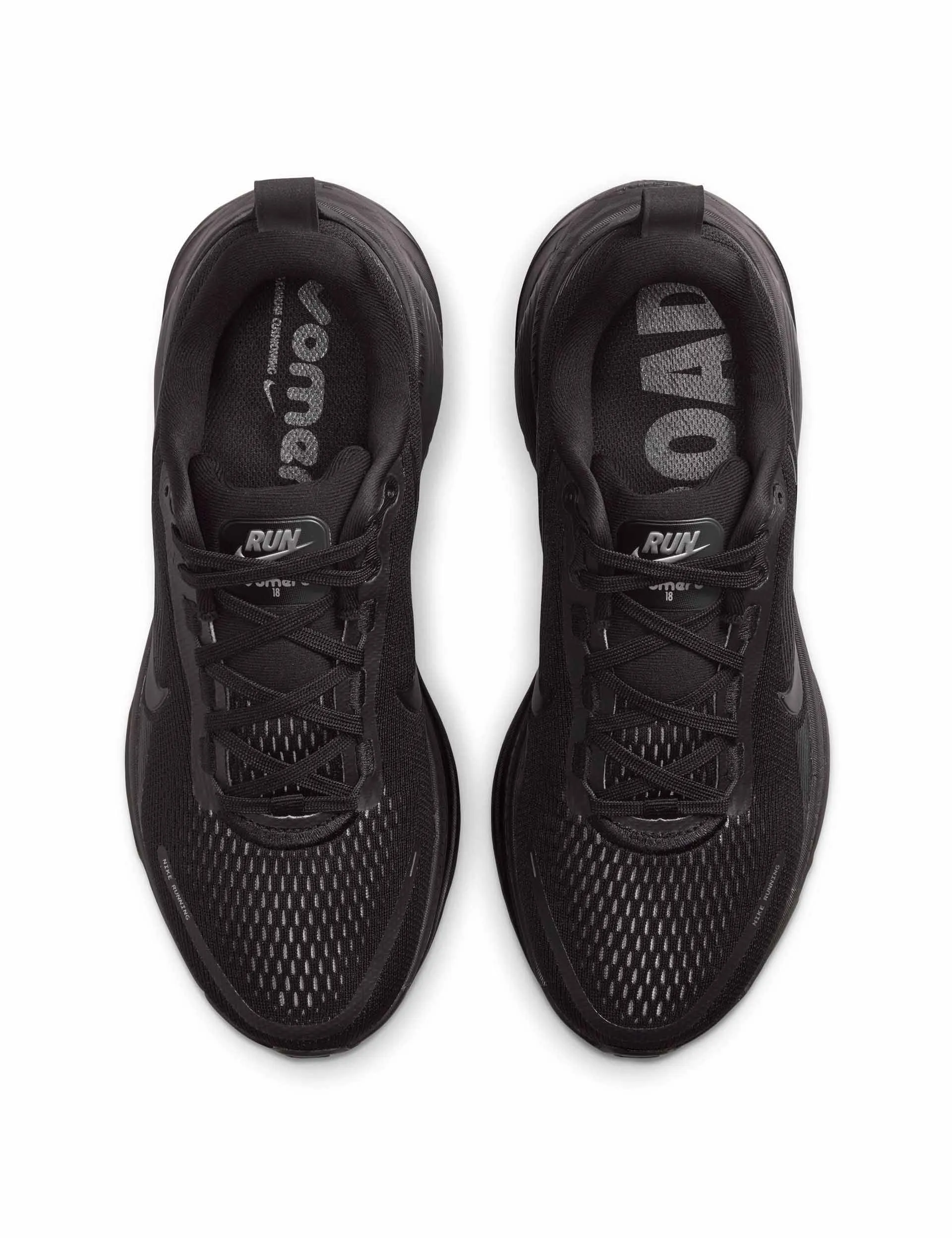Vomero 18 Running Shoes - Black/Dark Smoke Grey/Light Smoke Grey Comfortable Tongue Ventilation Channel Tech