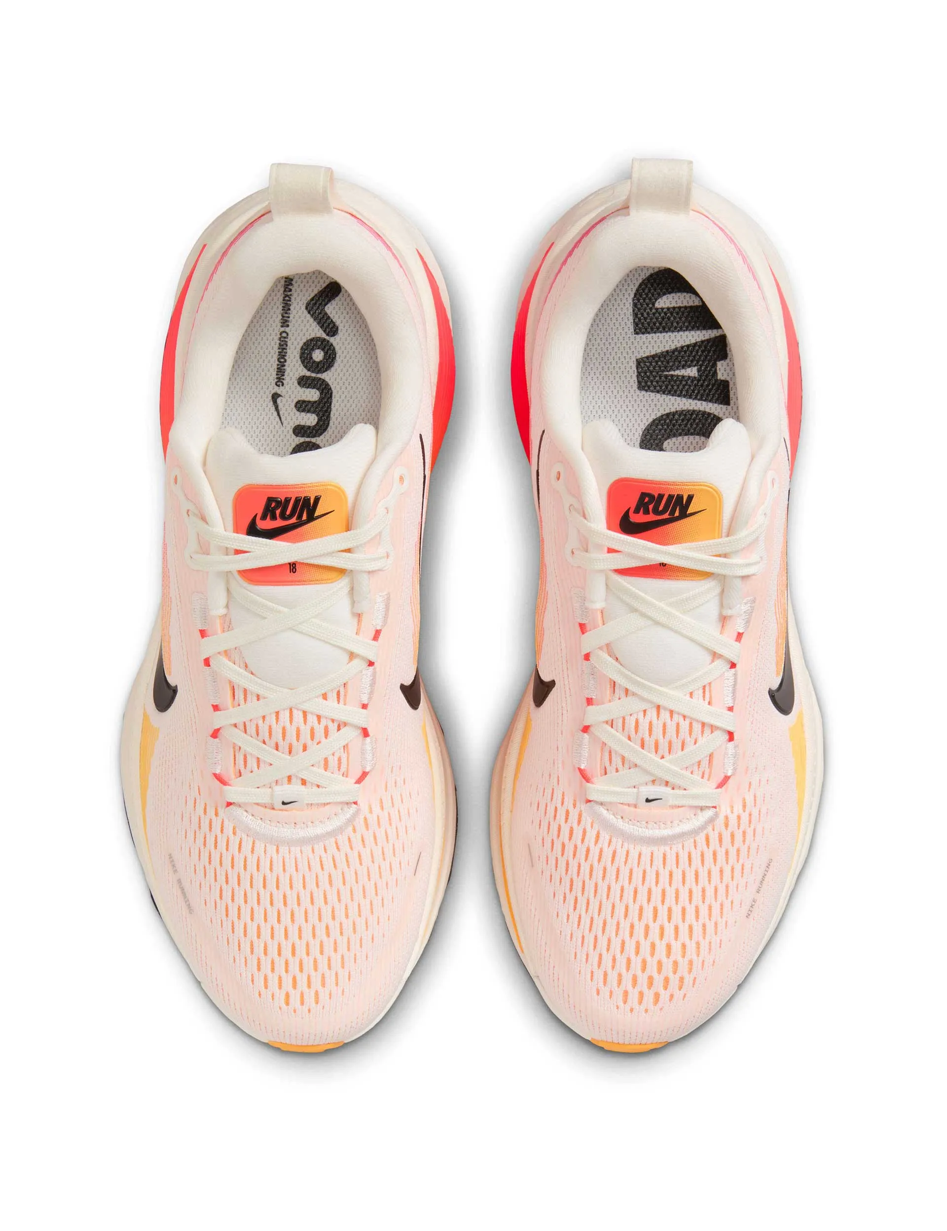 Vomero 18 Running Shoes - Sail/Bright Crimson/Laser Orange/Black Compression Molded Midsoles