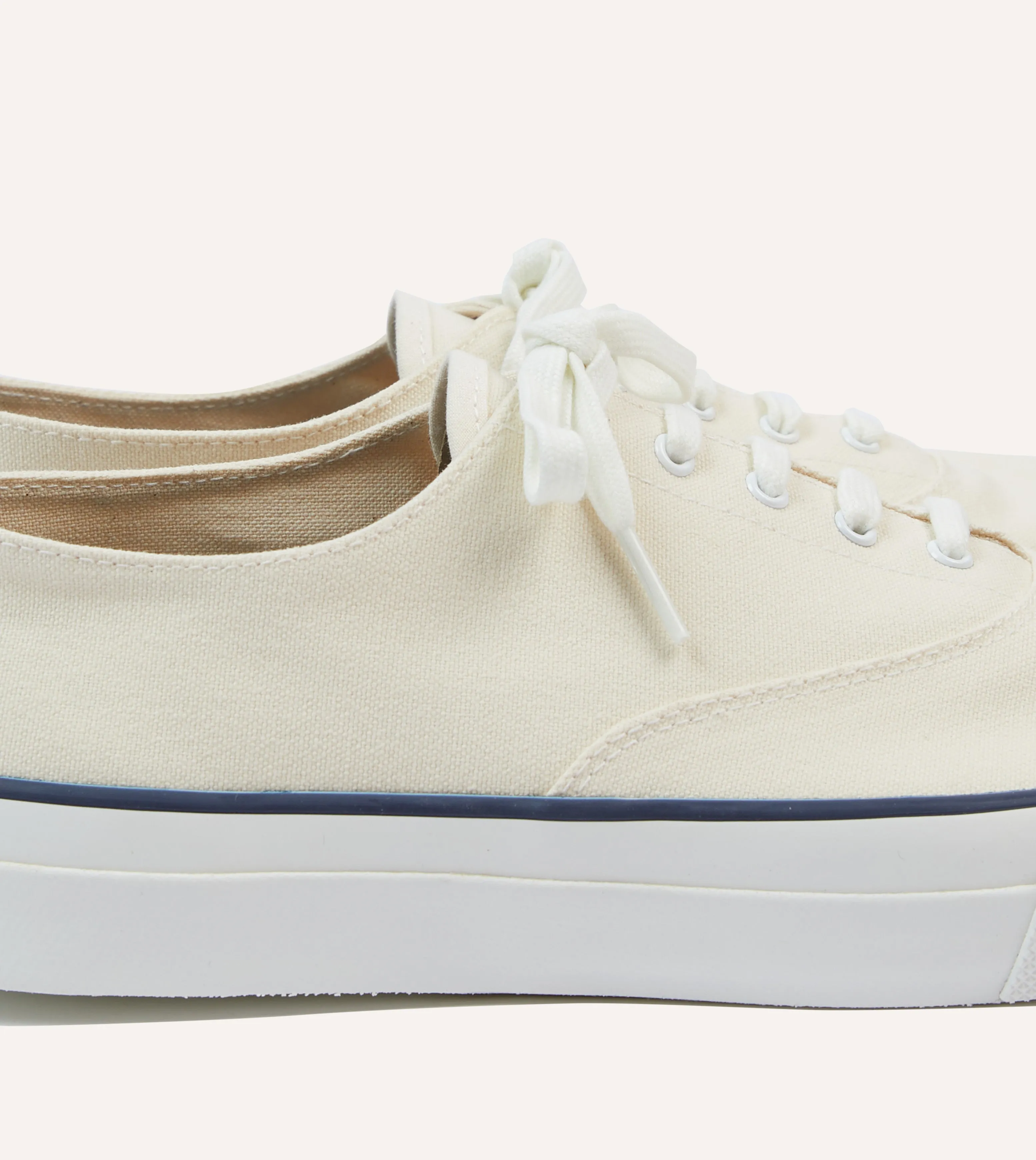 most sporty Wakouwa by Anatomica Ecru Cotton Canvas Oxford Trainers
