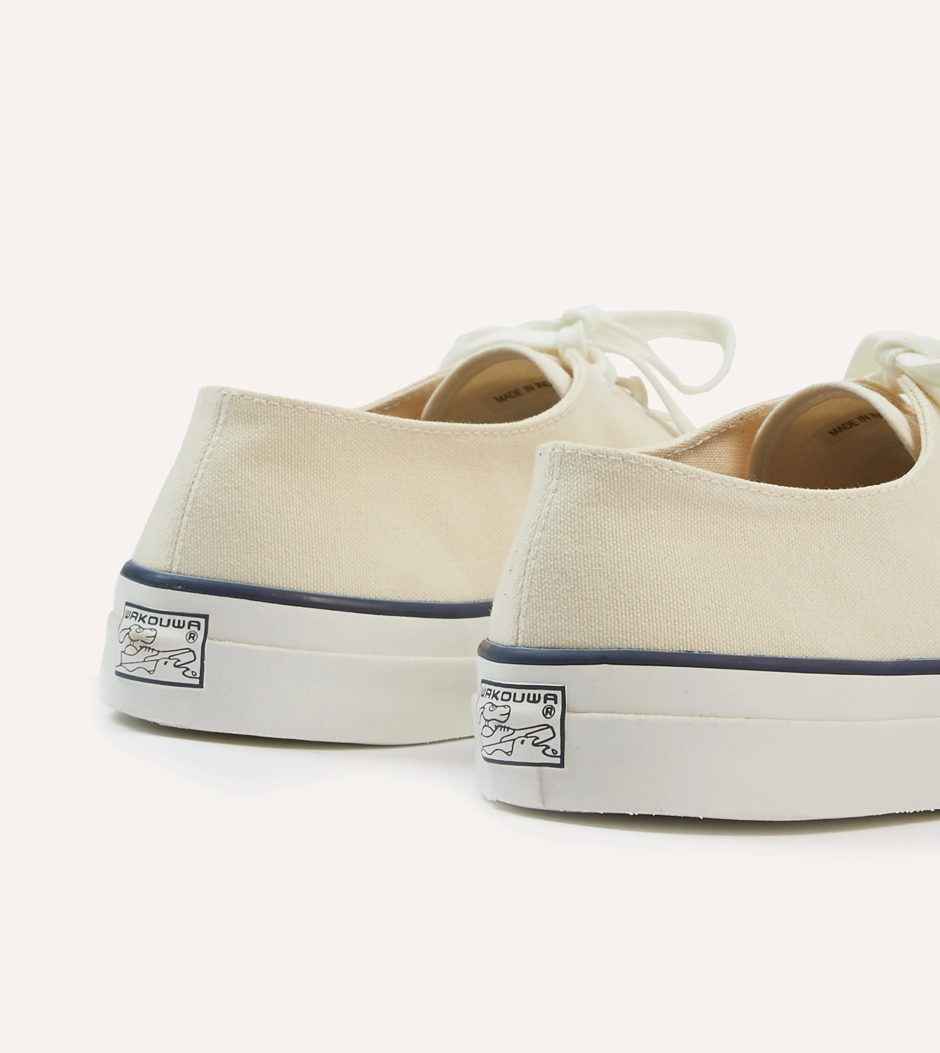 Wakouwa by Anatomica Ecru Cotton Canvas Oxford Trainers Sleek Ease
