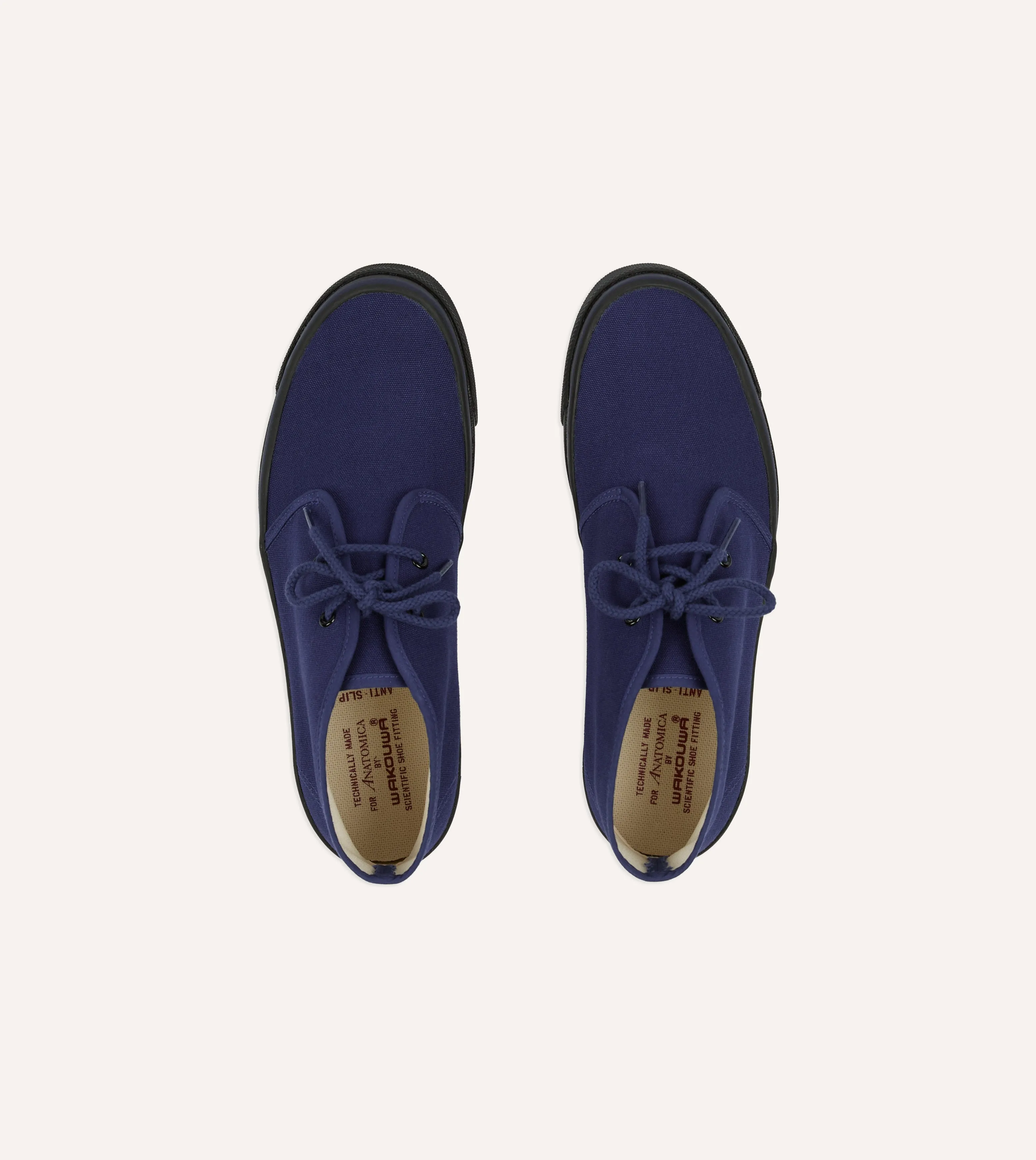 intricate Wakouwa by Anatomica Navy Cotton Canvas Chukka Trainers