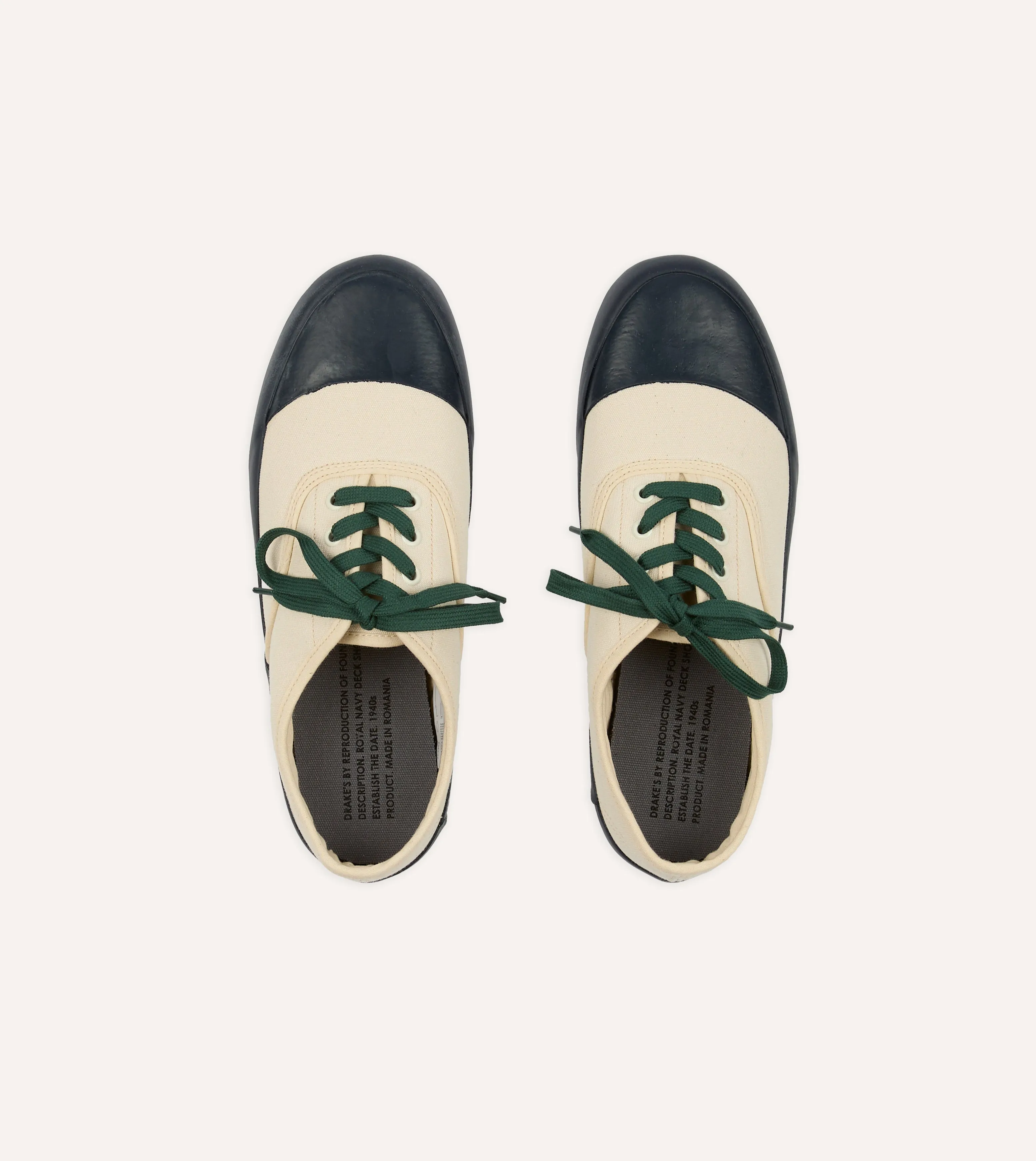 Drake's By Reproduction of Found Ecru and Navy Military Trainer endurance - boost - level tennis - style