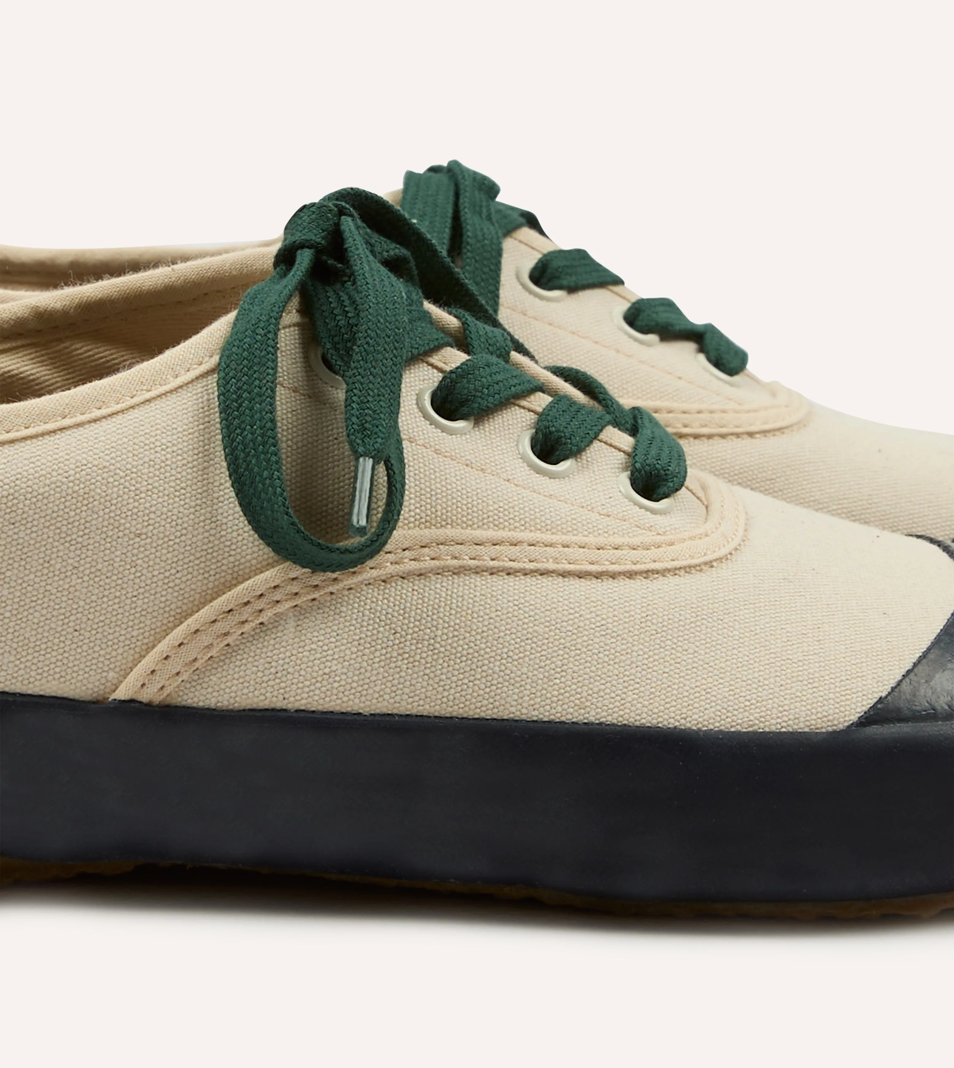 ordinary teenagers Drake's By Reproduction of Found Ecru and Navy Military Trainer