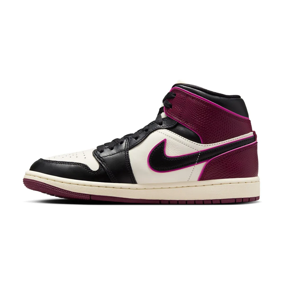 Wmns Air Jordan 1 Mid SE 'Sail Bordeaux' Shock absorption Foot Support