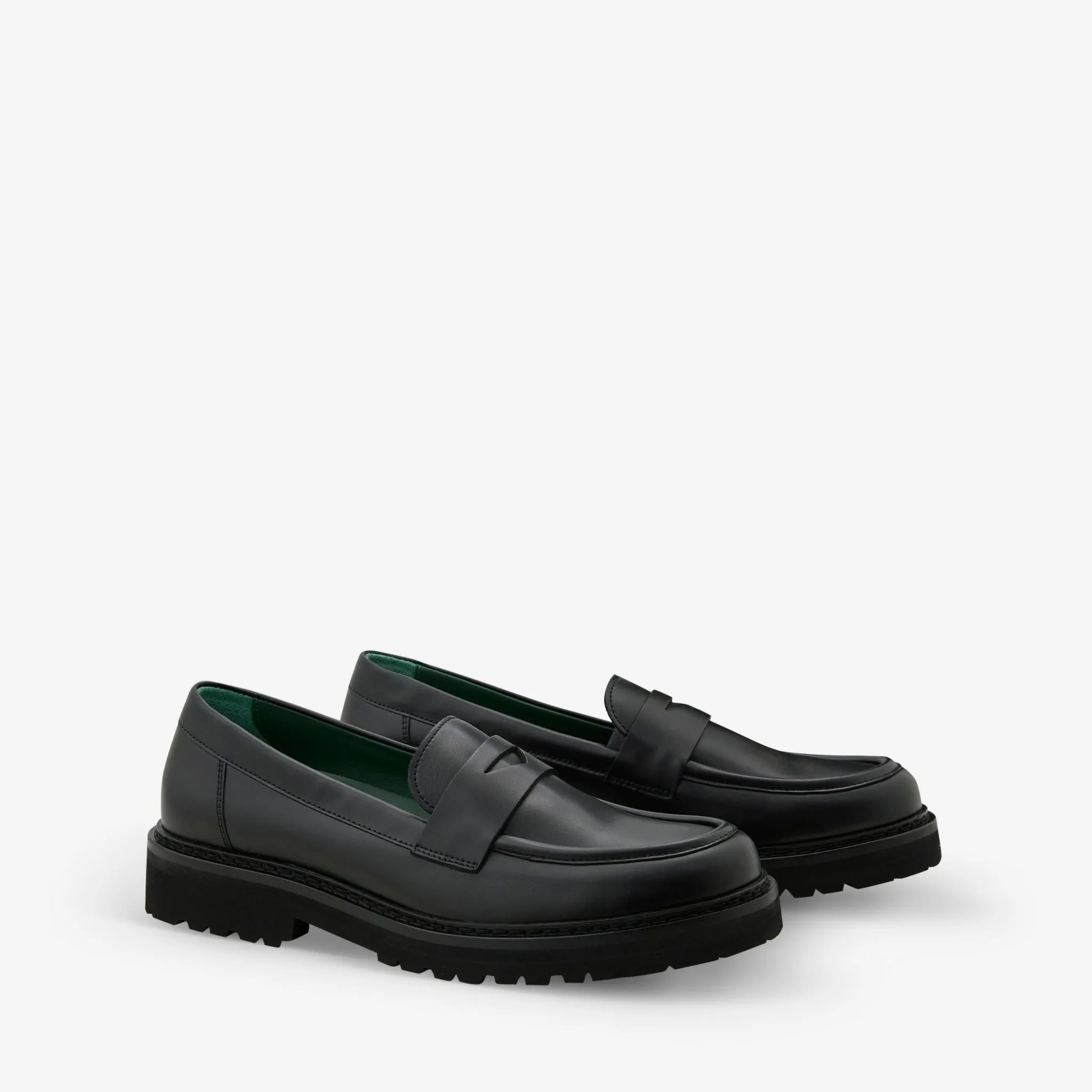 Mesh Fabric Soft foam Women's Richee Penny Loafer Black Nappa Leather