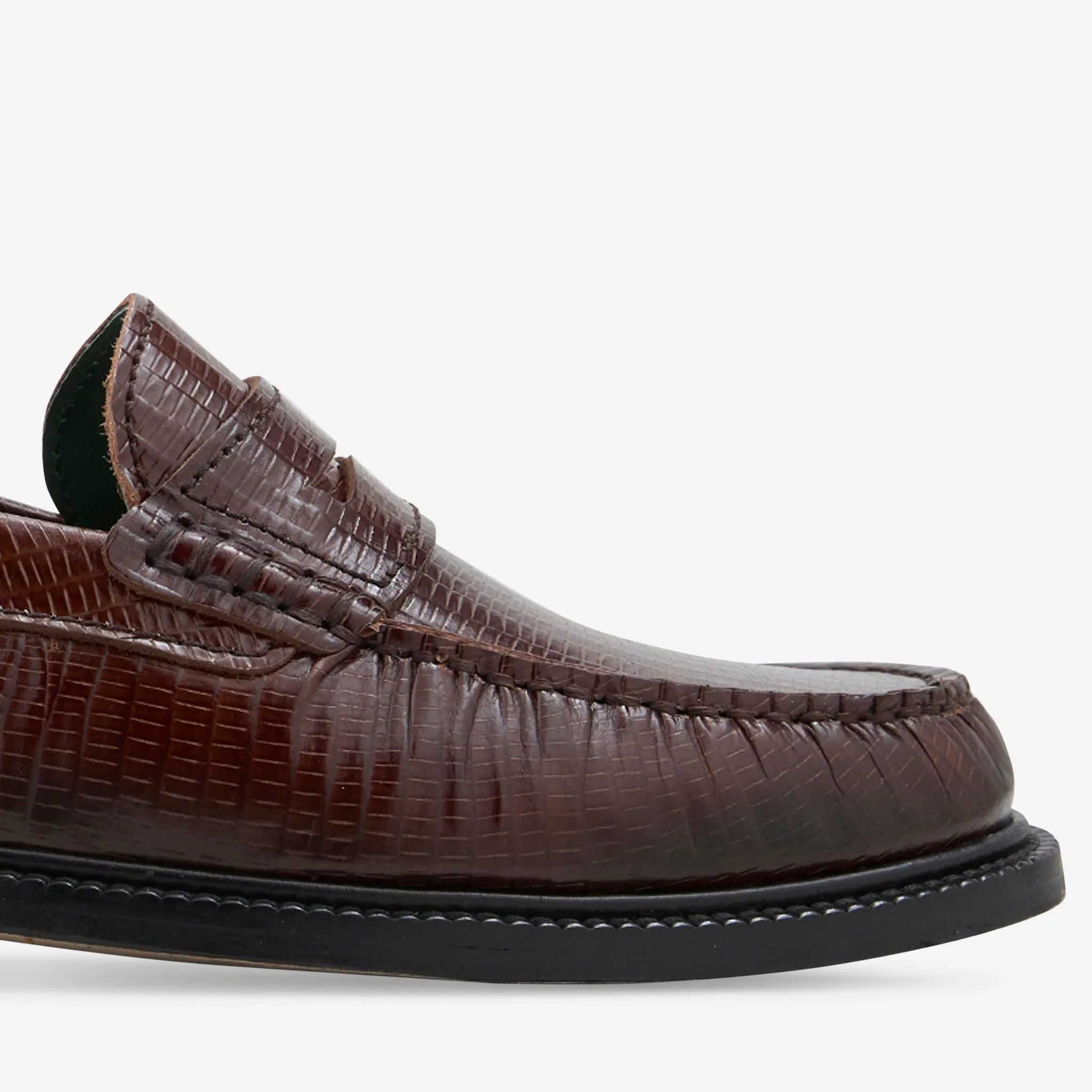 Break Pace Yardee Moccasin Loafer Brown Lizard Pattern