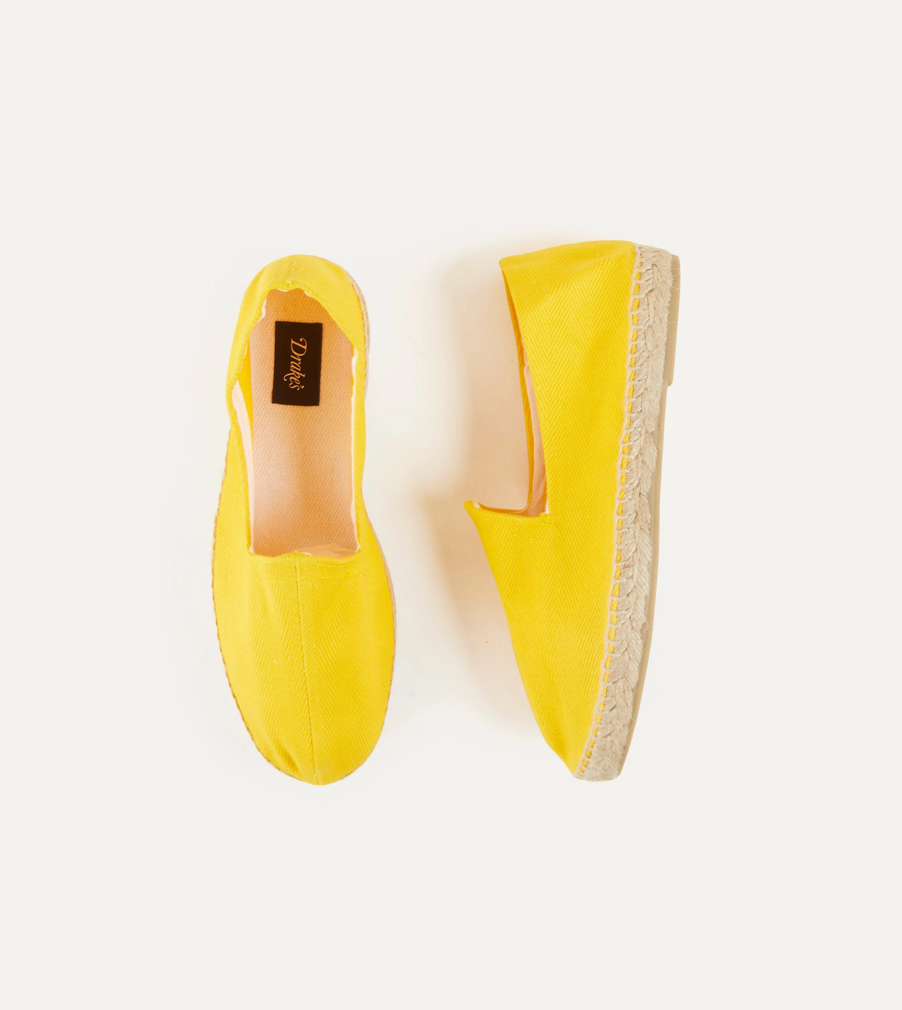 Yellow Herringbone Cotton Espadrilles hue