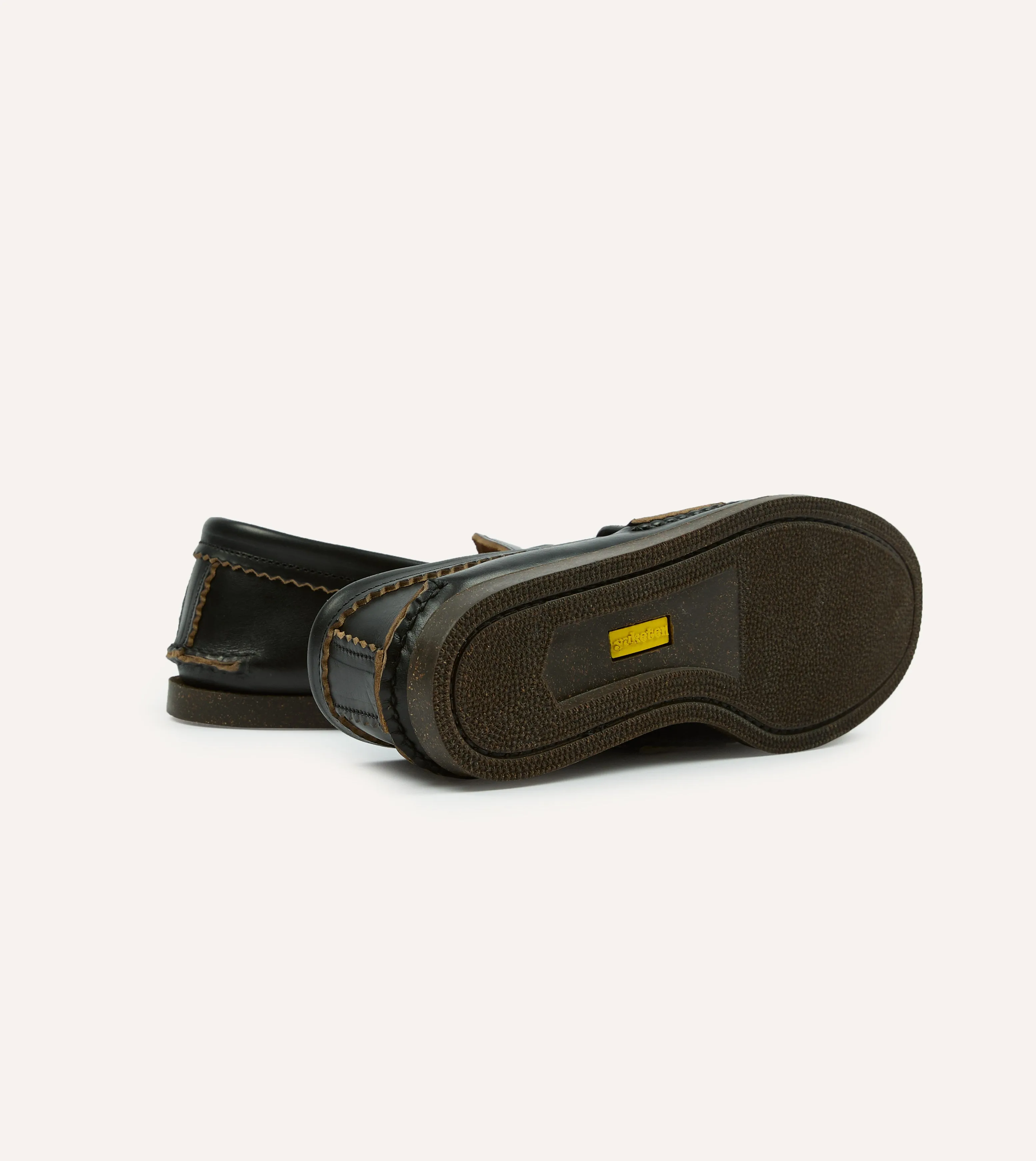 Yuketen Black Leather Bit Loafer with Camp Sole most party