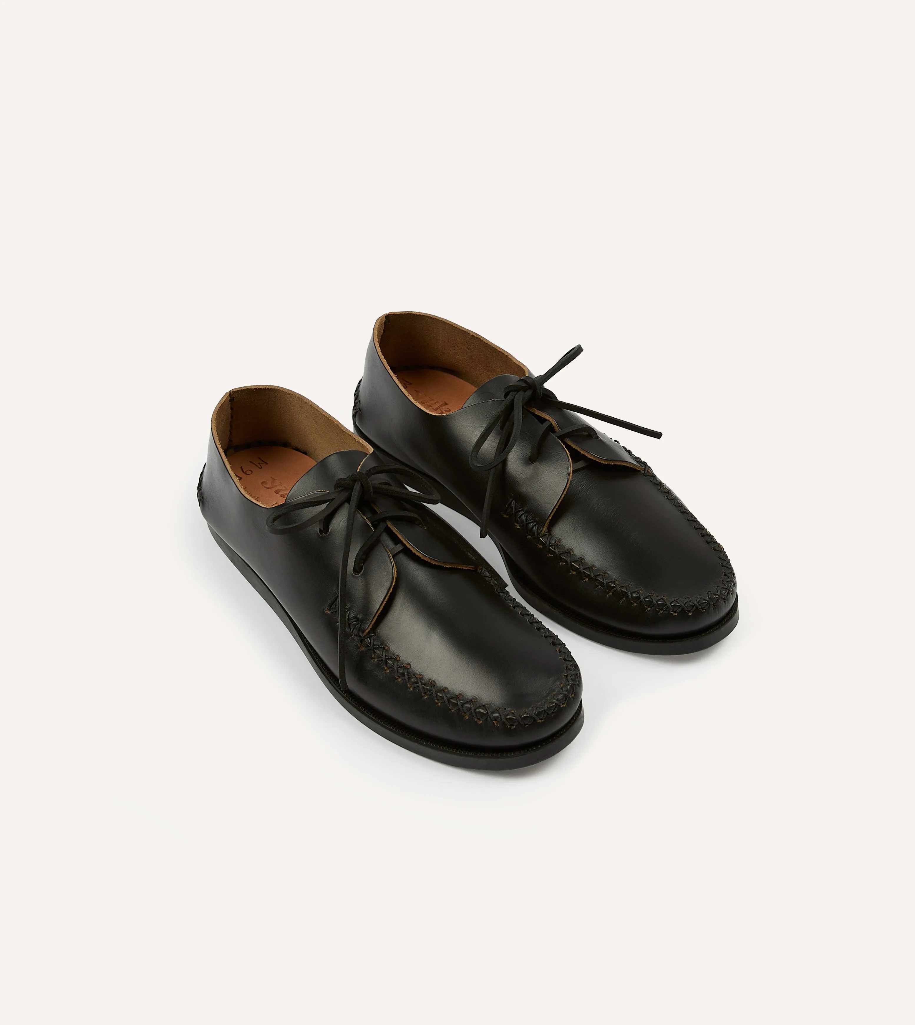 Yuketen Black Two-Piece Oxford with Camp Sole men's small