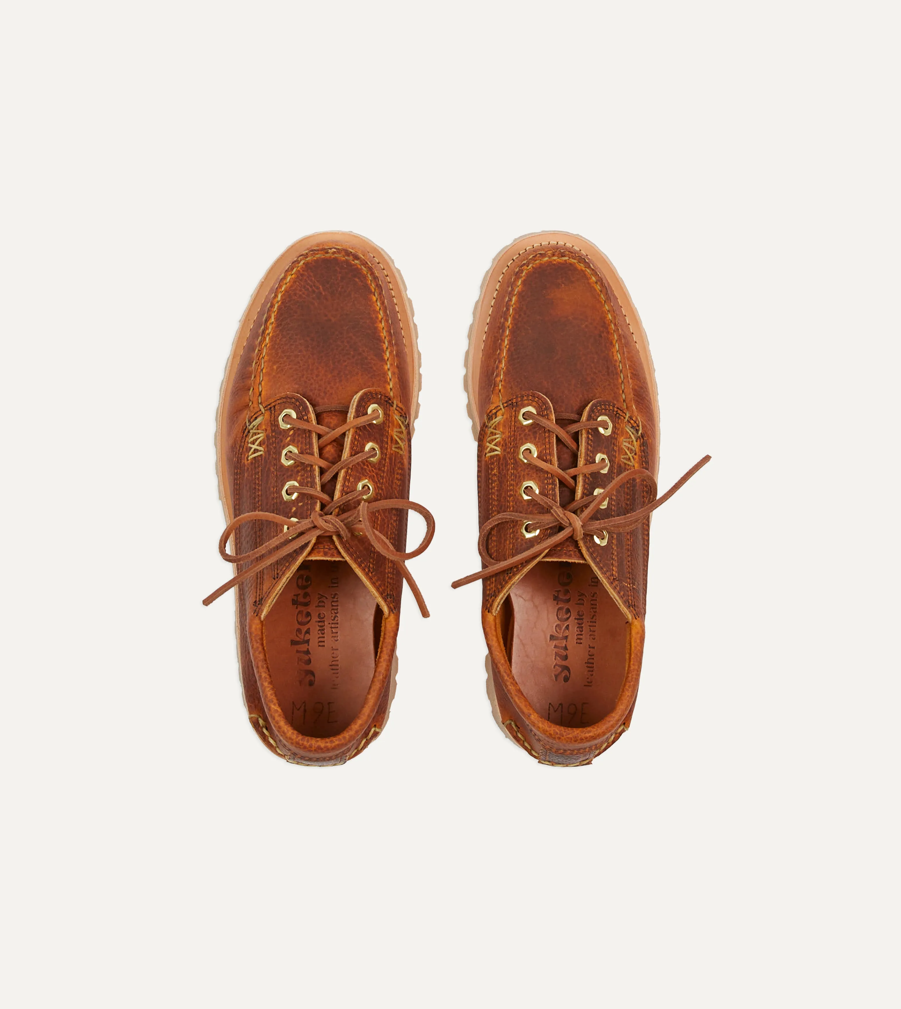 Yuketen Brown Leather Angler Moc Shoe traveler shock - absorption - level
