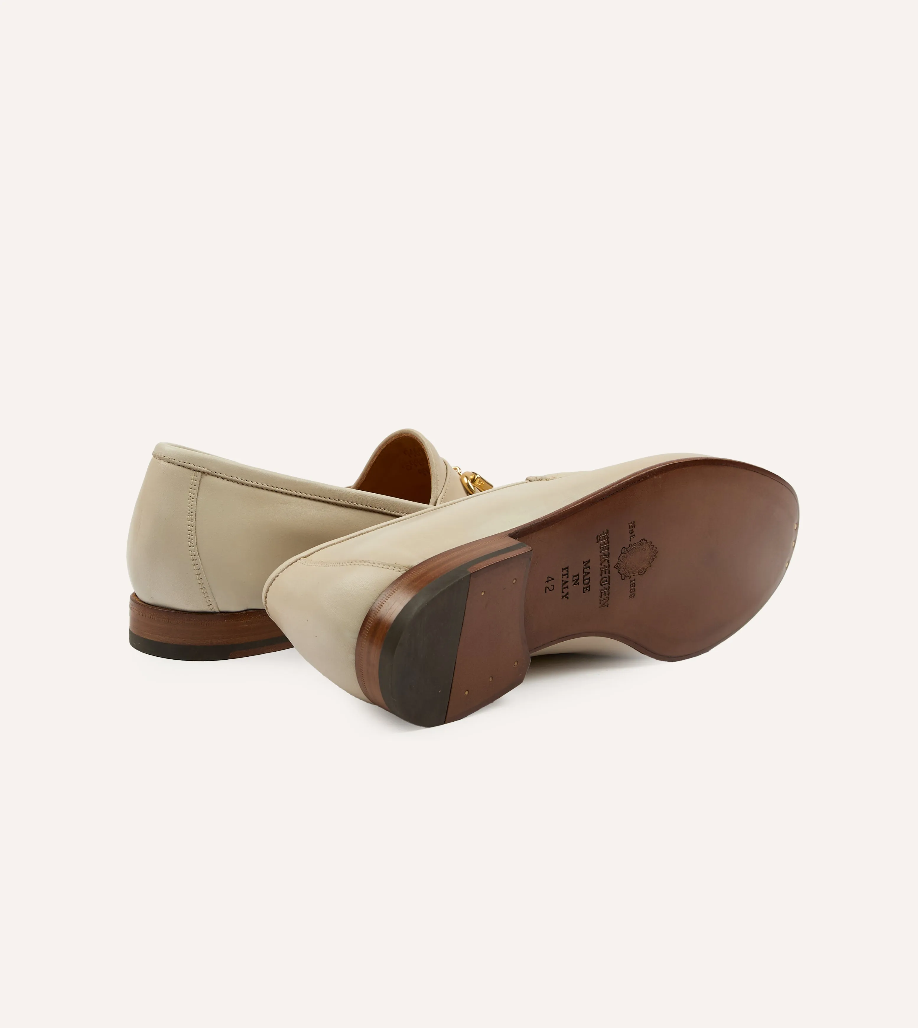 weekday exciting Yuketen Moc Ischia Ivory Leather Bit Loafer